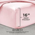 Juicy Couture Full Size Silk Satin Bed Sheet Set, Deep Pocket Silky Full Sheet Set with 1 Fitted Sheet, 1 Flat Sheet and 2 Pillow Case, Wrinkle Resistant and Anti Pilling Bed Sheets - Pink