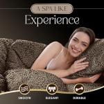 Martex Elegance 4-Piece Satin Sheets Set - King Size, Luxury Hotel Quality, Leopard Print, Silky Soft & Smooth, Brown