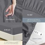 Mayfair Linen 100% Cotton Queen Fitted Sheet Only - 500 Thread Count Cotton Fitted Sheet Queen, Luxuriously Soft, Durable, Cooling 16" Deep Pocket Sateen Weave Bottom, Luxury Hotel Quality - Dark Grey
