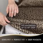 Martex Elegance 4-Piece Satin Sheets Set - King Size, Luxury Hotel Quality, Leopard Print, Silky Soft & Smooth, Brown