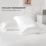 HOdo Home Satin Duvet Cover Queen Size, 3PCS Silk Like Comforter Cover, Ultra Soft and Breathable Bedding Set with Zipper Closure & Corner Ties（White）