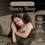 Martex Elegance 4-Piece Satin Sheets Set - King Size, Luxury Hotel Quality, Leopard Print, Silky Soft & Smooth, Brown
