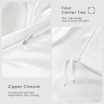 HOdo Home Satin Duvet Cover Queen Size, 3PCS Silk Like Comforter Cover, Ultra Soft and Breathable Bedding Set with Zipper Closure & Corner Ties（White）