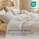 Bedsure Cotton Duvet Cover Queen Size - Waffle Weave Boho Textured Duvet Cover Set, Soft and Breathable Ripple Jacquard Bedding Set for All Seasons (Pink, Queen, 90"x90")