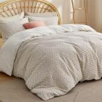 Bedsure Cotton Duvet Cover Queen Size - Waffle Weave Boho Textured Duvet Cover Set, Soft and Breathable Ripple Jacquard Bedding Set for All Seasons (Pink, Queen, 90"x90")