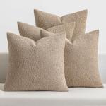 MIULEE Pack of 4 Decorative Textured Boucle Throw Pillow Covers 20x20 Inch Camel Accent Solid Pillow Cases Soft Couch Cushion Covers for Modern Farmhouse Boho Chair Sofa Bed Livingroom Home Decor