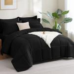 CozyLux California King Comforter Set Black - 7 Pieces California King Bed in a Bag Set, All Season Soft Bedding Sets with Comforter, Flat Sheet, Fitted Sheet, Pillowcases & Pillow Shams