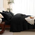 CozyLux California King Comforter Set Black - 7 Pieces California King Bed in a Bag Set, All Season Soft Bedding Sets with Comforter, Flat Sheet, Fitted Sheet, Pillowcases & Pillow Shams