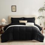 CozyLux California King Comforter Set Black - 7 Pieces California King Bed in a Bag Set, All Season Soft Bedding Sets with Comforter, Flat Sheet, Fitted Sheet, Pillowcases & Pillow Shams