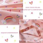 Softan Bed Sheet Set for Kids Girls, Full Size Kids Sheets Microfiber Fitted Sheet, Breathable & Silky Soft Feeling Sheet Set 4 PCs Pink Unicorn Full Bed Sheet