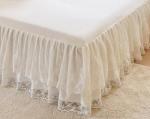 Romantic Summer Ruffled Bed Skirt with Sheet,Dust Ruffle Bedskirt with Two Lace Layers,17.7" Drop