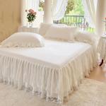 Romantic Summer Ruffled Bed Skirt with Sheet,Dust Ruffle Bedskirt with Two Lace Layers,17.7" Drop