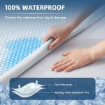 GROOSE Cooling Mattress Protector Queen, Waterproof Fitted Sheet Elasticized Mattress Pad Cover 8"-21" Deep Pocket Mattress Cover with Elastic Rubber Band（Q, 60"×80"）