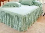 Romantic Summer Ruffled Bed Skirt with Sheet,Dust Ruffle Bedskirt with Two Lace Layers,17.7" Drop