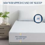 GROOSE Cooling Mattress Protector Queen, Waterproof Fitted Sheet Elasticized Mattress Pad Cover 8"-21" Deep Pocket Mattress Cover with Elastic Rubber Band（Q, 60"×80"）