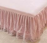 Romantic Summer Ruffled Bed Skirt with Sheet,Dust Ruffle Bedskirt with Two Lace Layers,17.7" Drop