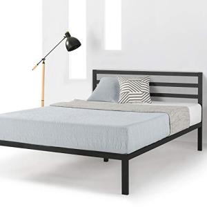 Mellow 14 inch Heavy Duty Metal Platform Bed W/Headboard/Wooden Slat Support/Mattress Foundation(No Box Spring Needed), Full, Black