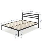 Mellow 14 inch Heavy Duty Metal Platform Bed W/Headboard/Wooden Slat Support/Mattress Foundation(No Box Spring Needed), Full, Black