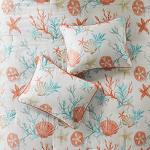 Madison Park 100% Cotton Comforter Set - Coastal Coral, Starfish Design All Season Down Alternative Cozy Bedding with Matching Shams, Decorative Pillow, Queen(90"x90"), Teal 7 Piece