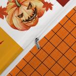 Fall Duvet Cover Set King,3 Pieces Halloween Orange Skull Pumpkin Comforter Cover Set with 2 Pillowcases Festival Themed Bedding Set King Thanksgiving Day 103x96In(Not Comforter)