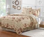 Greenland Home Antique Rose 100% Cotton Heirloom-Quality Quilt Set, 5-Piece Full/Queen, Ecru