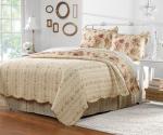 Greenland Home Antique Rose 100% Cotton Heirloom-Quality Quilt Set, 5-Piece Full/Queen, Ecru