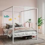 SHA CERLIN Canopy Bed Frame Full Size/Mattress Foundation with Metal Slats Support/No Box Spring Needed/Easy Assembly/White