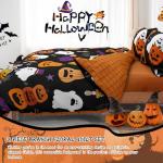Halloween Duvet Cover Set Queen, 3 Pieces Ghost Pumpkin Halloween Themed Bedding Set with Pillowcases Witches Festival Decor Reversible Comforter Cover Zipper Closure (90''x90'')
