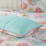 Madison Park 100% Cotton Comforter Set - Coastal Coral, Starfish Design All Season Down Alternative Cozy Bedding with Matching Shams, Decorative Pillow, Queen(90"x90"), Teal 7 Piece