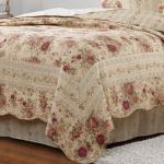 Greenland Home Antique Rose 100% Cotton Heirloom-Quality Quilt Set, 5-Piece Full/Queen, Ecru