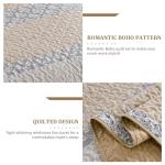Boho Quilt Set King Size Beige Quilt Bedding Set Striped Lightweight Bedspread Coverlet Bedding Set 110"x90" (3 Pieces)