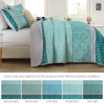 Cottolester Teal Quilt Set,Boho Bedspread Queen Size,Blue Sriped Plaid Bedding Set Soft Microfiber Quilt with 2 Pillow Shams 96"x90"