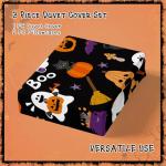 Halloween Duvet Cover Set Queen, 3 Pieces Ghost Pumpkin Halloween Themed Bedding Set with Pillowcases Witches Festival Decor Reversible Comforter Cover Zipper Closure (90''x90'')