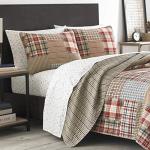 Eddie Bauer - Twin Quilt Set, Reversible Cotton Bedding with Matching Sham, Medium-Weight for Year Round Use, Dorm Essentials (Hawthorne Brown)