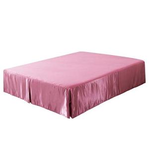 Tache Satin Faux Silk Pink Princess Dreams Tailored Pleated Platform 14 inch Drop Dust Ruffle Bed Skirt California King