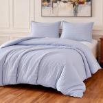 Amazon Basics Jacquard Geometric Microfiber 3-Piece Duvet Cover Set, Includes 1 Duvet Cover and 2 Pillow Shams, Queen, Blue Striped