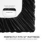 Juicy Couture Twin XL Size Satin Bed Sheet Set, Deep Pocket Silky Twin XL Sheet Set with 1 Fitted Sheet, 1 Flat Sheet, 1 Pillow Case, Wrinkle Resistant and Anti Pilling Bed Sheets - Black
