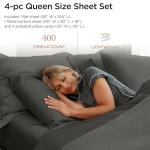 Threadmill Queen Bed Linen Set, 400 Thread Count Egyptian Cotton, Deep Pocket, Cooling Damask Jacquard, Dark Grey, 4 Piece Set