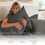 Threadmill Queen Bed Linen Set, 400 Thread Count Egyptian Cotton, Deep Pocket, Cooling Damask Jacquard, Dark Grey, 4 Piece Set