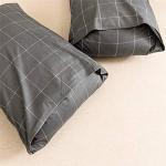 JELLYMONI 100% Natural Cotton 3pcs Plaid Duvet Cover Sets,Black with White Grid Geometric Pattern Printed Comforter Cover, with Zipper Closure & Corner Ties(Queen Size)
