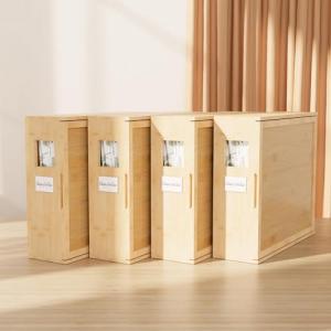 Under Bed Storage Organizer, Bamboo Storage Bins for Bed Sheets, Duvet Covers, and Pillows, Linen Closet Organizer with Window and Label, Space-Saving Bedding Storage Solution
