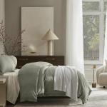 BOLL & BRANCH Signature Hemmed Duvet Set - King/Cal King, Sageleaf - Luxury 100% Organic Cotton - 1 Duvet Cover, 2 Shams - Buttery Soft, Hidden Closures