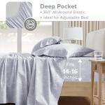 Comfort Spaces 100% Cotton Sheets Queen, Breathable, Naturally Cool Cotton Sheets, Soft Cotton Bed Sheets with 14" Elastic Pocket Fits up to 16" Mattress, All Seasons Sheet Set, Adelia Gray 4 Piece
