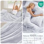 Comfort Spaces 100% Cotton Sheets Queen, Breathable, Naturally Cool Cotton Sheets, Soft Cotton Bed Sheets with 14" Elastic Pocket Fits up to 16" Mattress, All Seasons Sheet Set, Adelia Gray 4 Piece