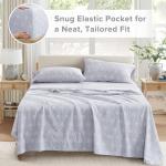 Comfort Spaces 100% Cotton Sheets Queen, Breathable, Naturally Cool Cotton Sheets, Soft Cotton Bed Sheets with 14" Elastic Pocket Fits up to 16" Mattress, All Seasons Sheet Set, Adelia Gray 4 Piece