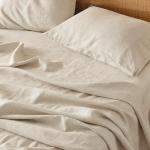 Bedsure Linen Sheets - Queen Size Bed, Blend from Linen Cotton Bedsheets, Breathable Cotton Bedsheets, Gifts for All Seasons, 4 Pieces, Linen