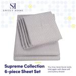 King Size Bed Sheets - 6 Piece 1500 Supreme Collection Fine Brushed Microfiber Deep Pocket King Sheet Set Bedding - 2 Extra Pillow Cases, Great Value, King, Classic Stripe Gray