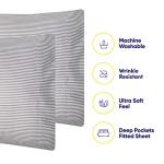 King Size Bed Sheets - 6 Piece 1500 Supreme Collection Fine Brushed Microfiber Deep Pocket King Sheet Set Bedding - 2 Extra Pillow Cases, Great Value, King, Classic Stripe Gray