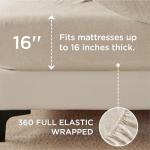 Bedsure Linen Sheets - Queen Size Bed, Blend from Linen Cotton Bedsheets, Breathable Cotton Bedsheets, Gifts for All Seasons, 4 Pieces, Linen