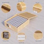 Under Bed Storage Organizer, Bamboo Storage Bins for Bed Sheets, Duvet Covers, and Pillows, Linen Closet Organizer with Window and Label, Space-Saving Bedding Storage Solution